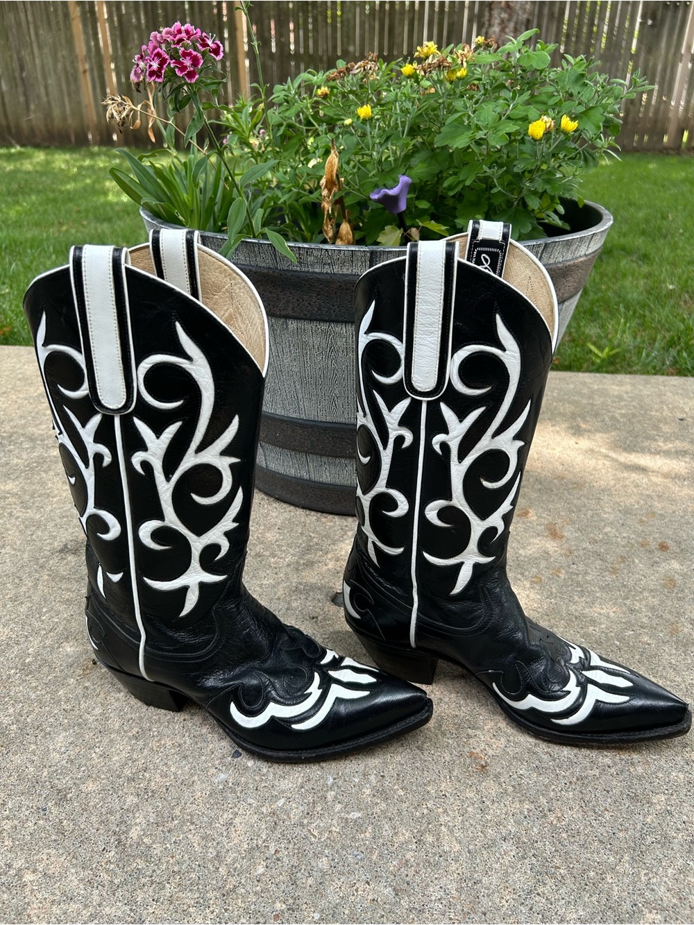 Vtg Larry Mahan made El Paso, TX Leather overlay cowgirl Boots size 7B